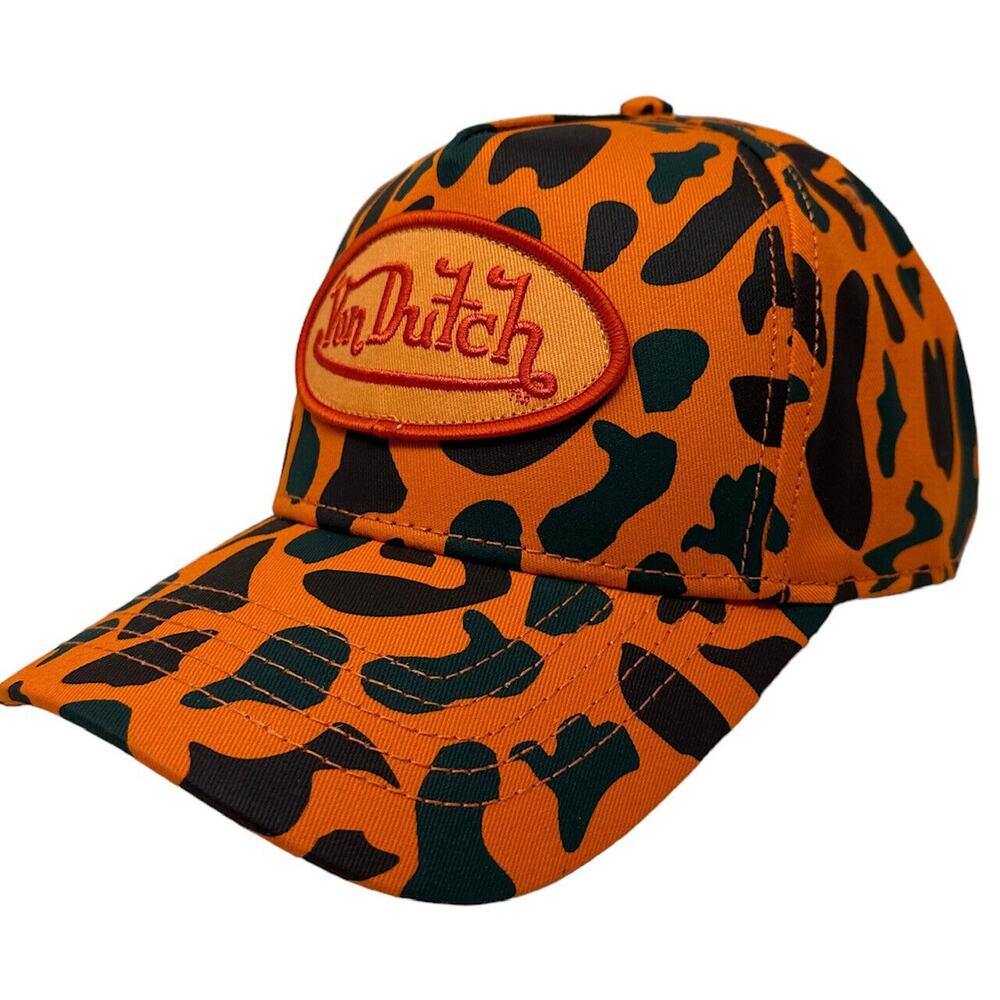 Von Dutch Hat Orange Black Camo Trucker 242 Snapback Cap